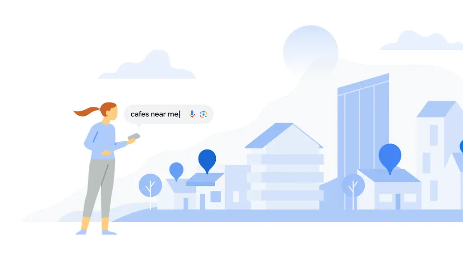 Google Search illustration showing various search features